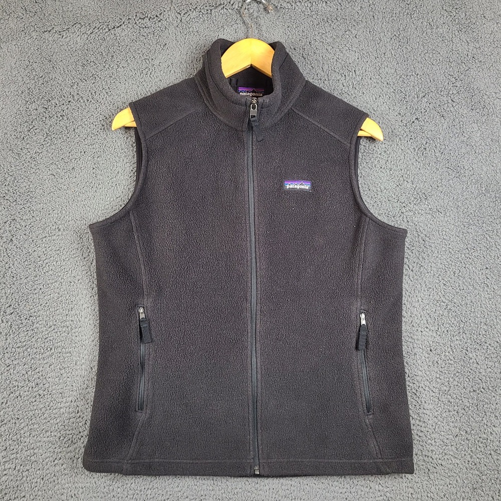 Patagonia Synchilla Fleece Vest Black Womens Large Full Zip 23015 SP19